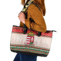 Hungary Christmas Leather Tote Bag Magyarorszag Boldog Karacsonyt - Wonder Print Shop