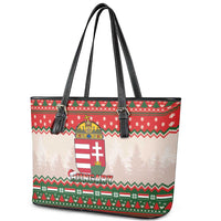 Hungary Christmas Leather Tote Bag Magyarorszag Boldog Karacsonyt - Wonder Print Shop