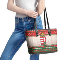 Hungary Christmas Leather Tote Bag Magyarorszag Boldog Karacsonyt - Wonder Print Shop