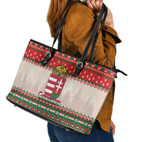 Hungary Christmas Leather Tote Bag Magyarorszag Boldog Karacsonyt - Wonder Print Shop