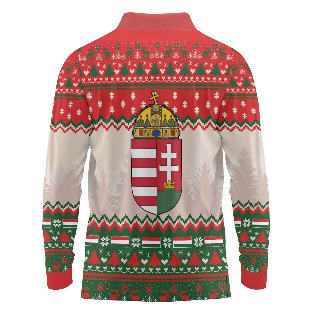 Hungary Christmas Long Sleeve Polo Shirt Magyarorszag Boldog Karacsonyt - Wonder Print Shop