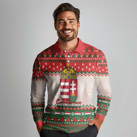 Hungary Christmas Long Sleeve Polo Shirt Magyarorszag Boldog Karacsonyt - Wonder Print Shop