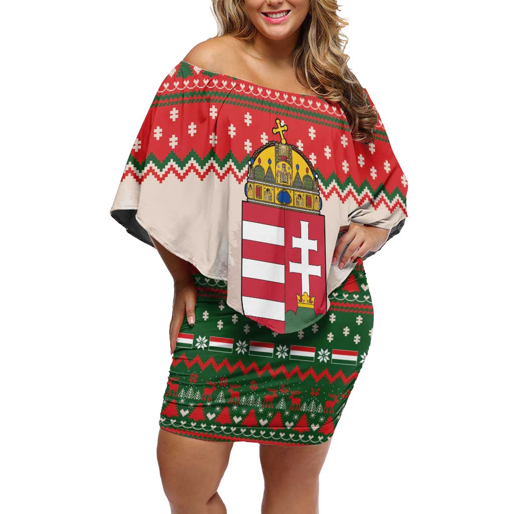 Hungary Christmas Off Shoulder Short Dress Magyarorszag Boldog Karacsonyt - Wonder Print Shop