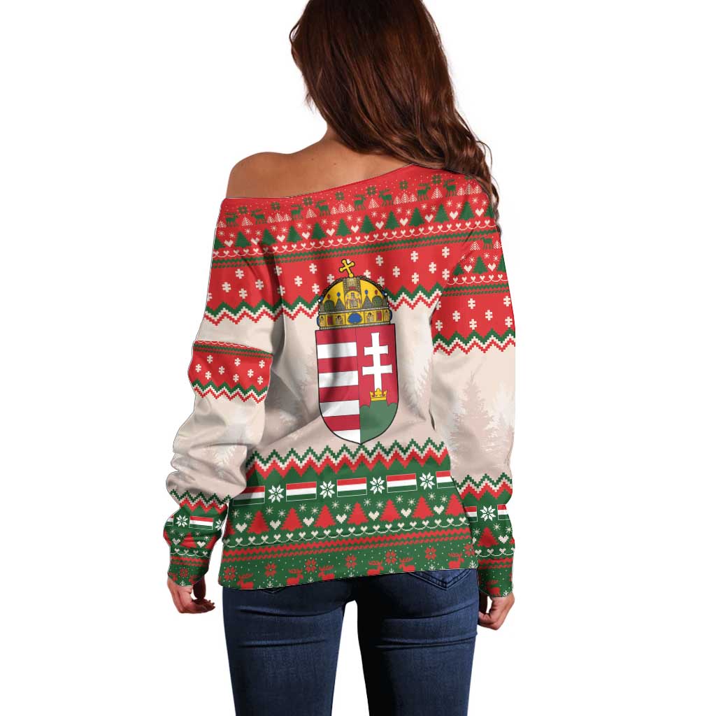Hungary Christmas Off Shoulder Sweater Magyarorszag Boldog Karacsonyt - Wonder Print Shop