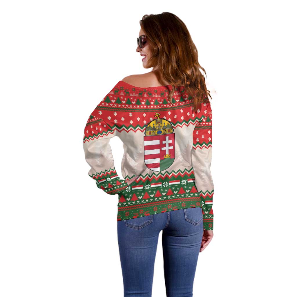 Hungary Christmas Off Shoulder Sweater Magyarorszag Boldog Karacsonyt - Wonder Print Shop