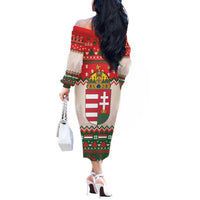 Hungary Christmas Off The Shoulder Long Sleeve Dress Magyarorszag Boldog Karacsonyt - Wonder Print Shop
