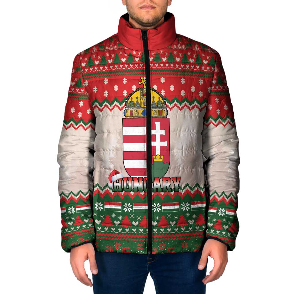 Hungary Christmas Padded Jacket Magyarorszag Boldog Karacsonyt - Wonder Print Shop