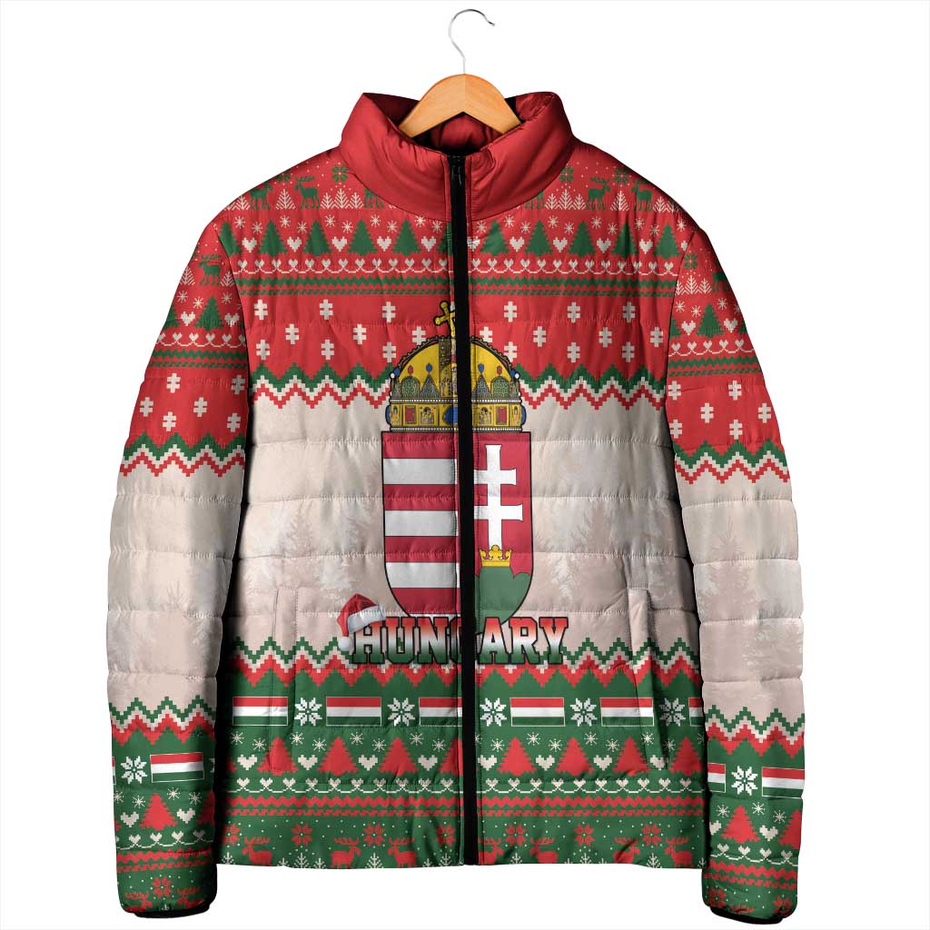 Hungary Christmas Padded Jacket Magyarorszag Boldog Karacsonyt - Wonder Print Shop