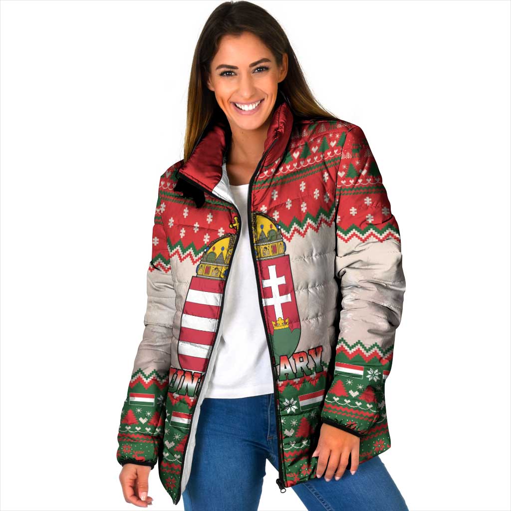Hungary Christmas Padded Jacket Magyarorszag Boldog Karacsonyt - Wonder Print Shop