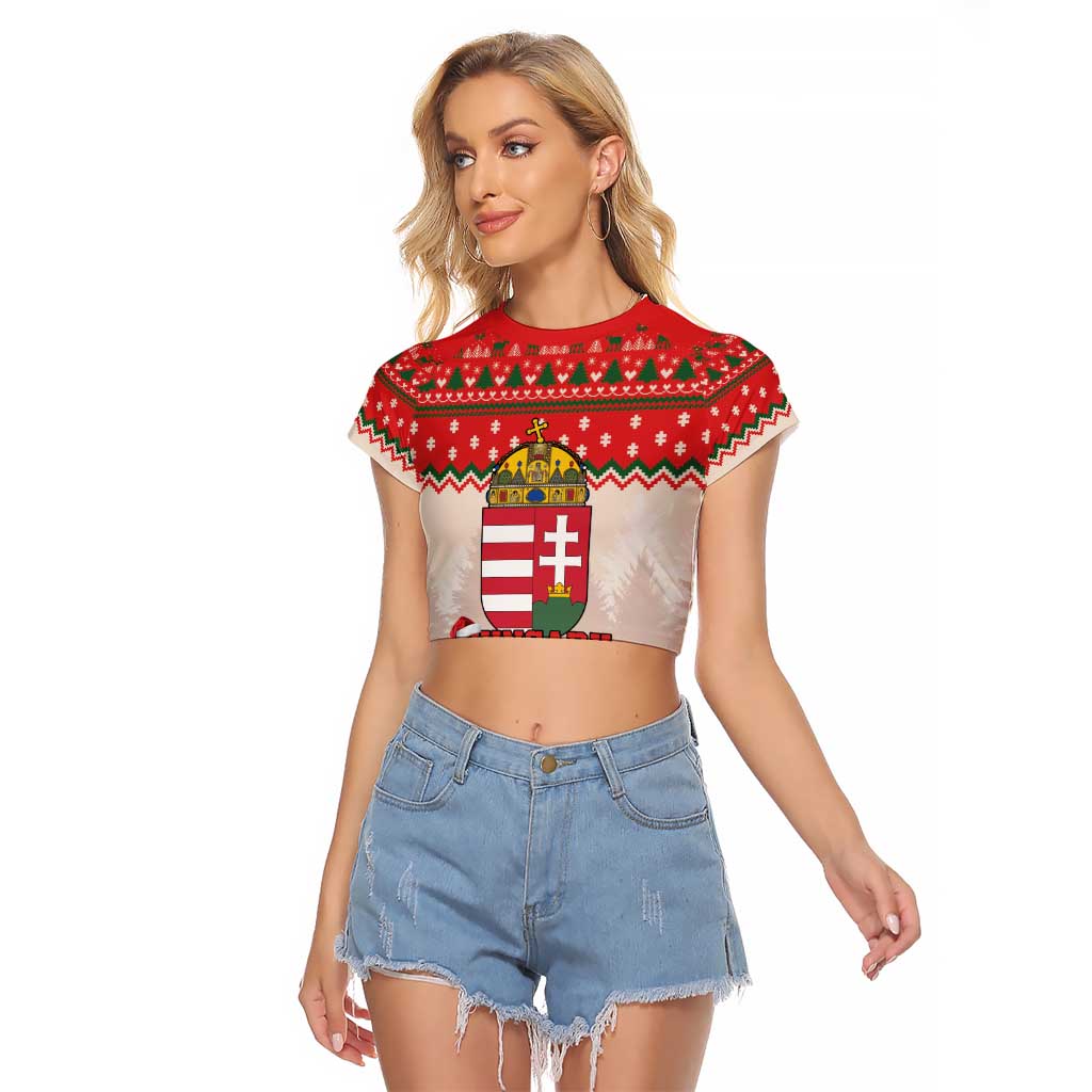 Hungary Christmas Raglan Cropped T Shirt Magyarorszag Boldog Karacsonyt - Wonder Print Shop