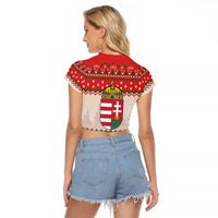 Hungary Christmas Raglan Cropped T Shirt Magyarorszag Boldog Karacsonyt - Wonder Print Shop