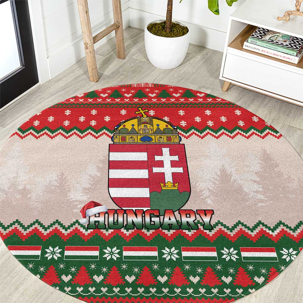 Hungary Christmas Round Carpet Magyarorszag Boldog Karacsonyt - Wonder Print Shop
