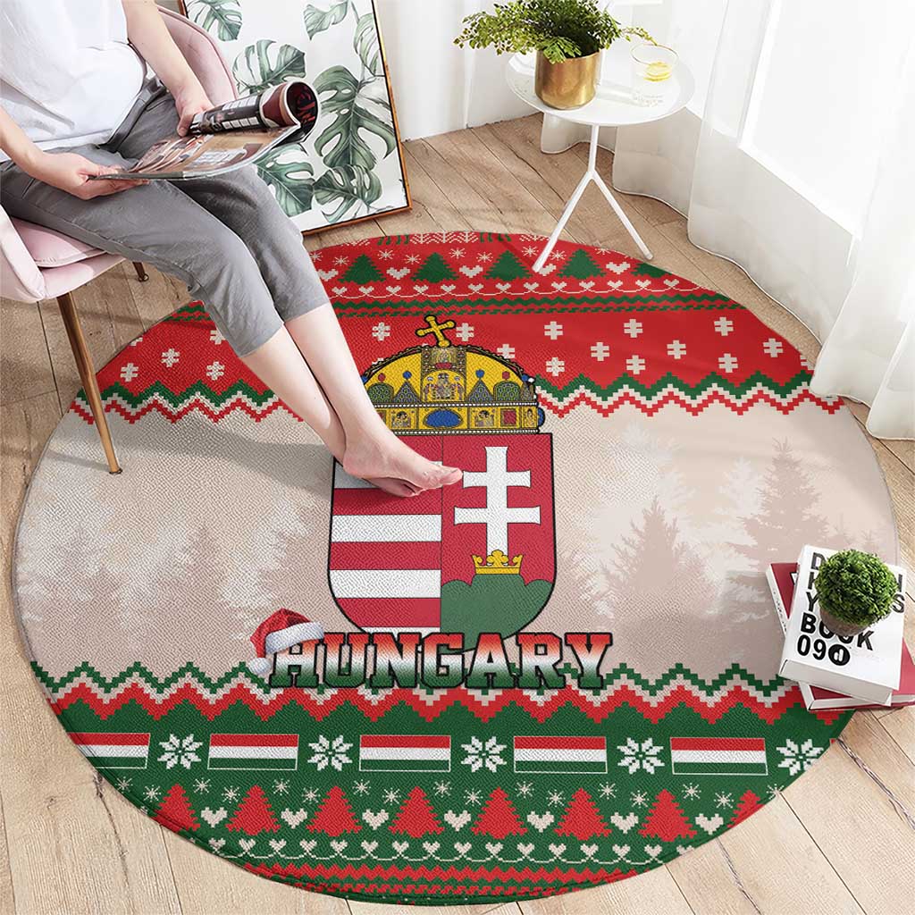 Hungary Christmas Round Carpet Magyarorszag Boldog Karacsonyt - Wonder Print Shop