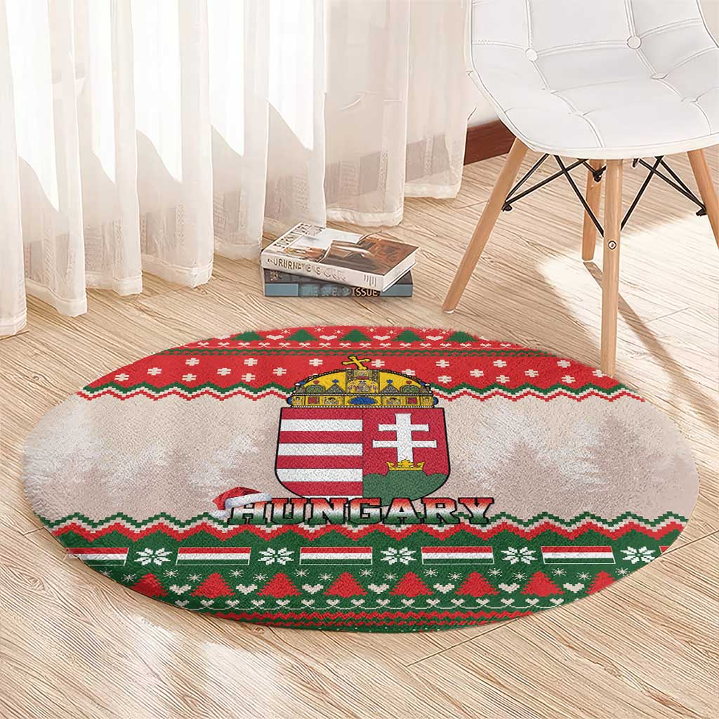 Hungary Christmas Round Carpet Magyarorszag Boldog Karacsonyt - Wonder Print Shop