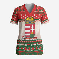 Hungary Christmas Scrub Top Magyarorszag Boldog Karacsonyt - Wonder Print Shop