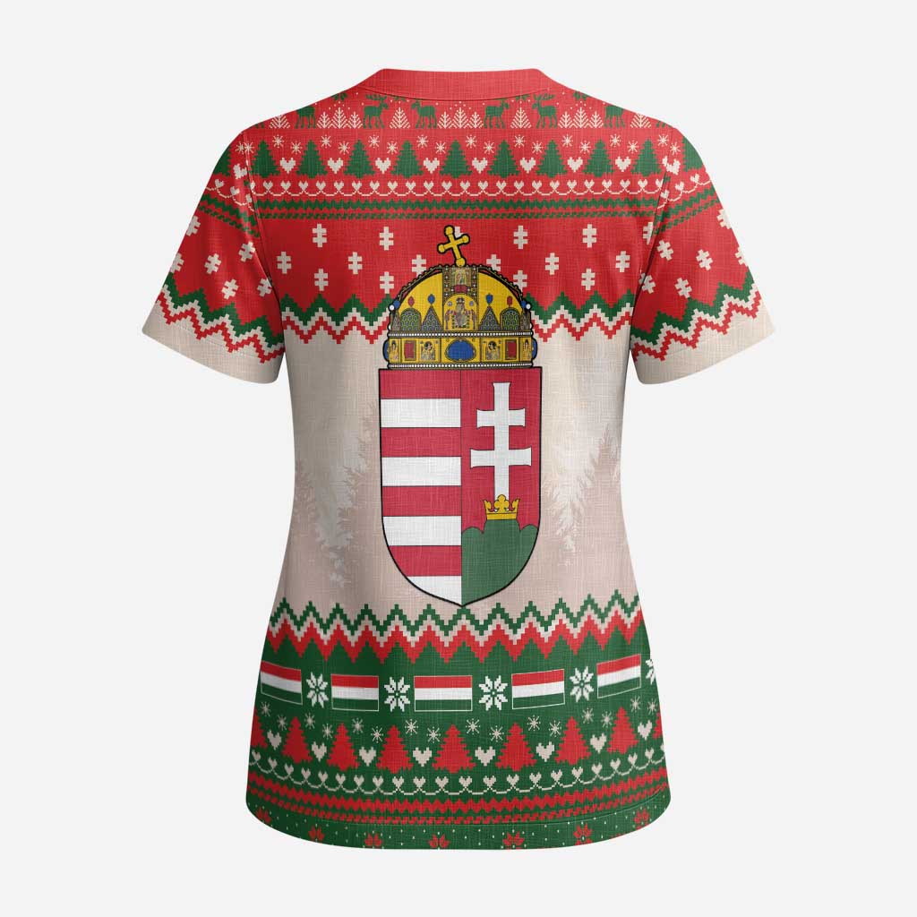 Hungary Christmas Scrub Top Magyarorszag Boldog Karacsonyt - Wonder Print Shop