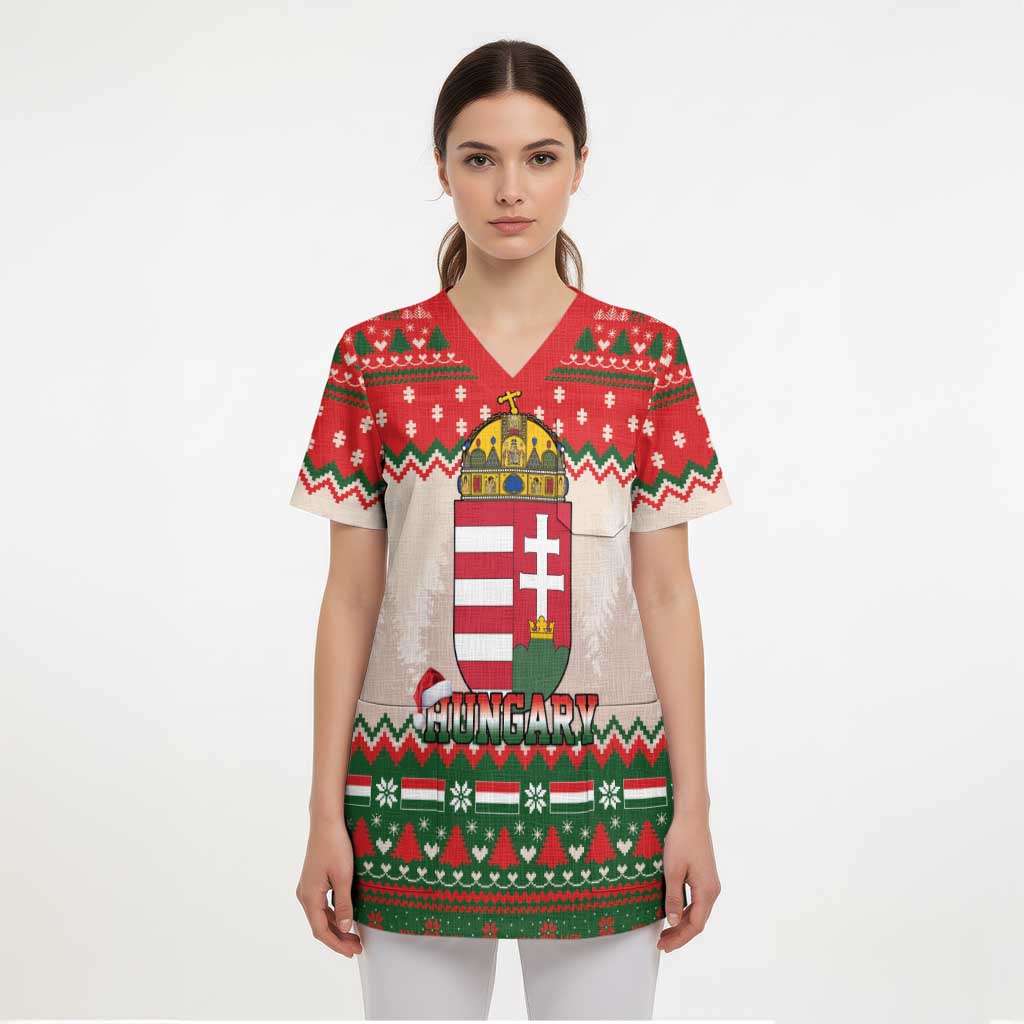 Hungary Christmas Scrub Top Magyarorszag Boldog Karacsonyt - Wonder Print Shop