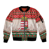 Hungary Christmas Sleeve Zip Bomber Jacket Magyarorszag Boldog Karacsonyt - Wonder Print Shop