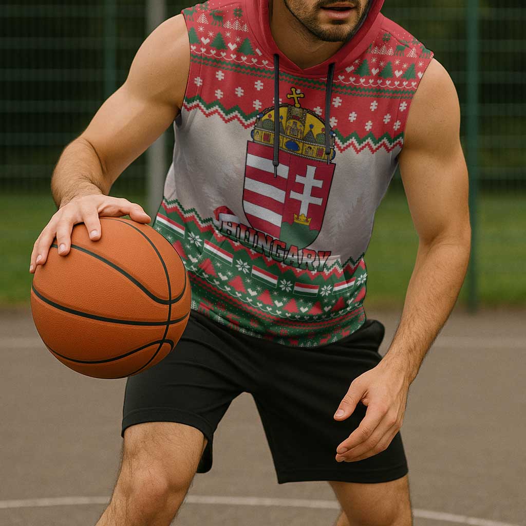 Hungary Christmas Sleeveless Hoodie Magyarorszag Boldog Karacsonyt - Wonder Print Shop