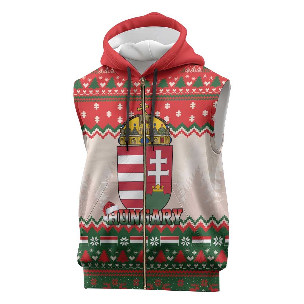 Hungary Christmas Sleeveless Zip Hoodie Magyarorszag Boldog Karacsonyt - Wonder Print Shop