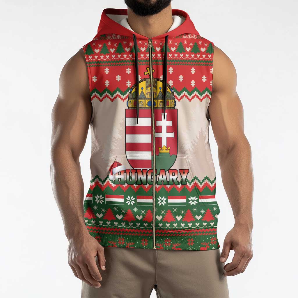 Hungary Christmas Sleeveless Zip Hoodie Magyarorszag Boldog Karacsonyt - Wonder Print Shop