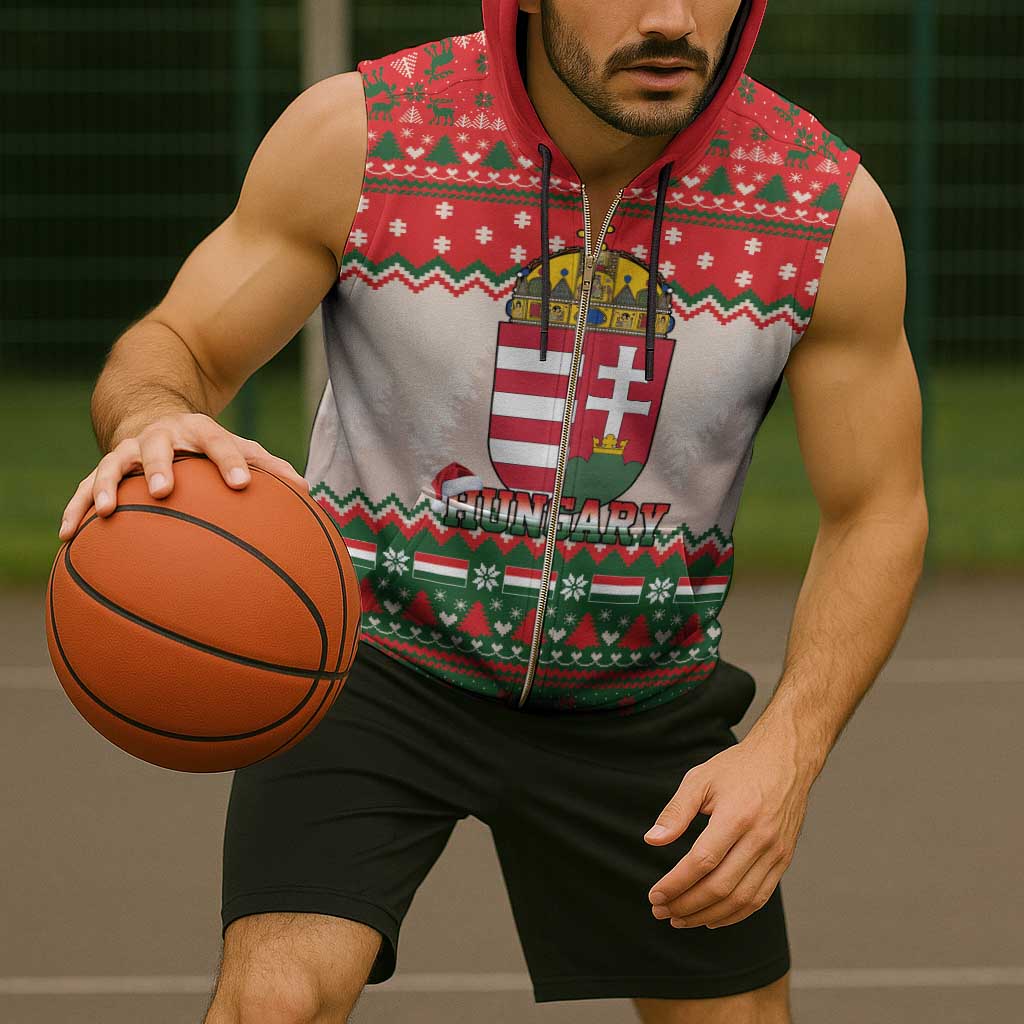 Hungary Christmas Sleeveless Zip Hoodie Magyarorszag Boldog Karacsonyt - Wonder Print Shop