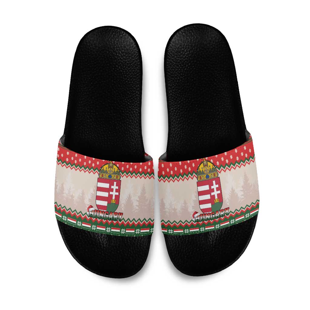 Hungary Christmas Slide Sandals Magyarorszag Boldog Karacsonyt - Wonder Print Shop