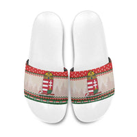 Hungary Christmas Slide Sandals Magyarorszag Boldog Karacsonyt - Wonder Print Shop