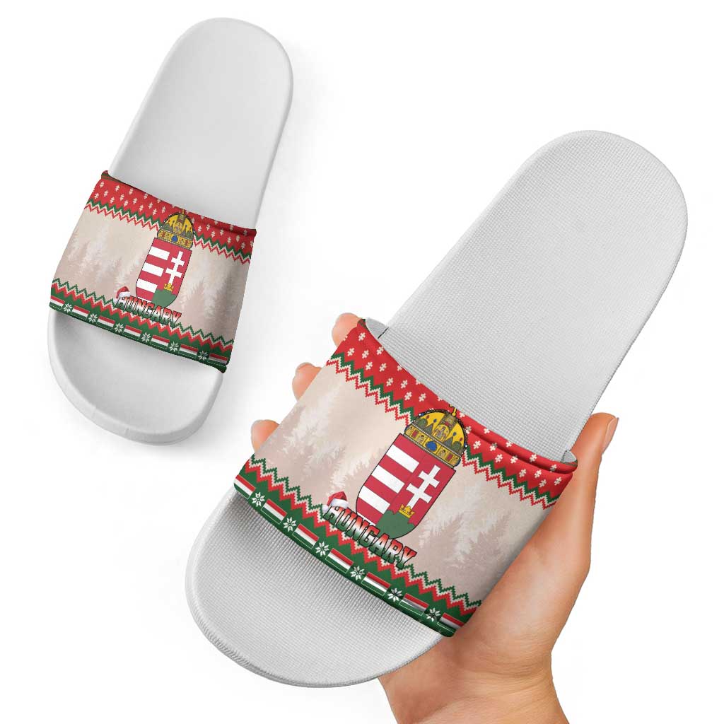 Hungary Christmas Slide Sandals Magyarorszag Boldog Karacsonyt - Wonder Print Shop
