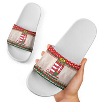 Hungary Christmas Slide Sandals Magyarorszag Boldog Karacsonyt - Wonder Print Shop