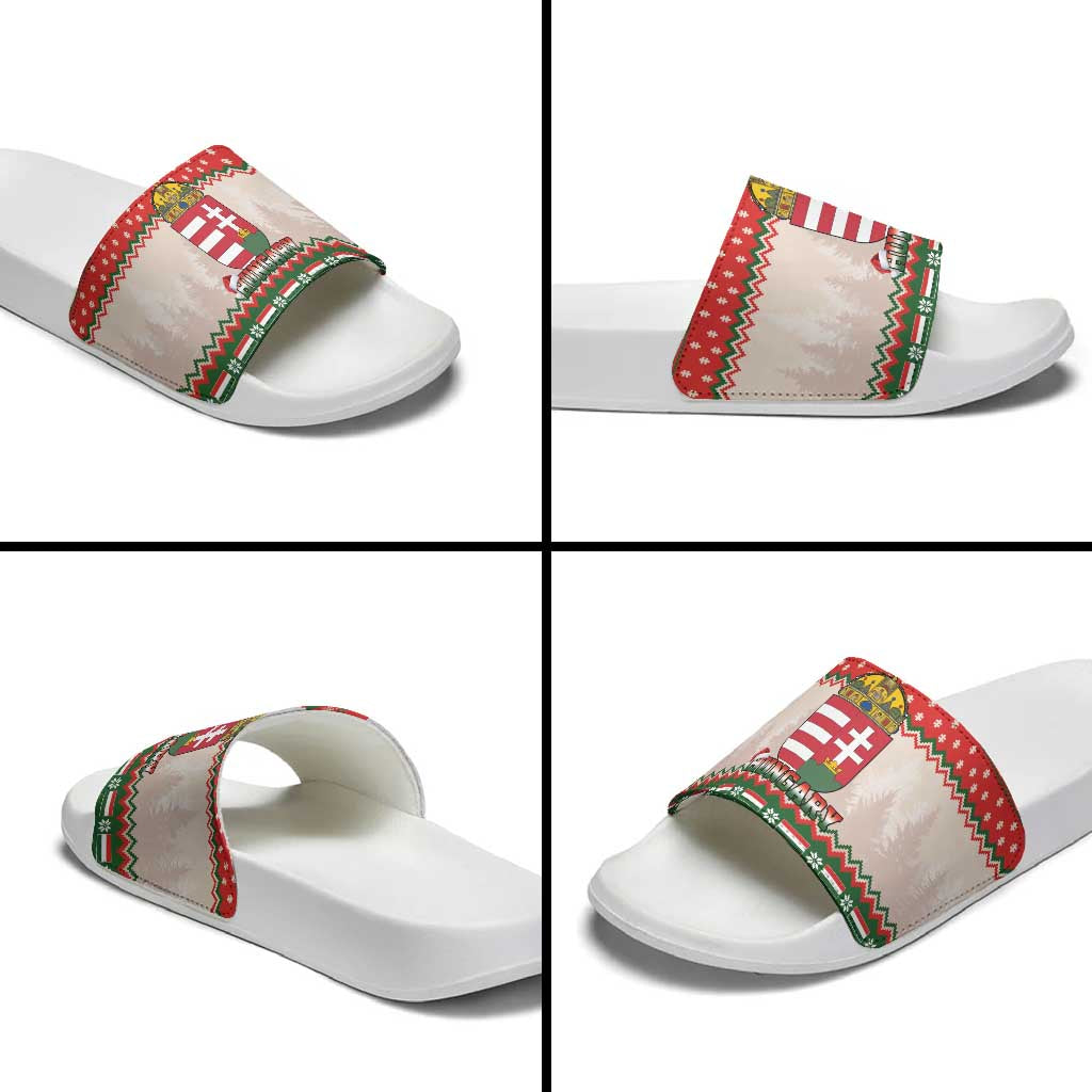 Hungary Christmas Slide Sandals Magyarorszag Boldog Karacsonyt - Wonder Print Shop