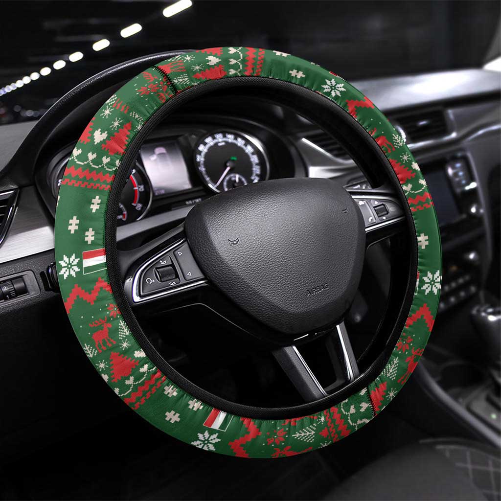 Hungary Christmas Steering Wheel Cover Magyarorszag Boldog Karacsonyt - Wonder Print Shop