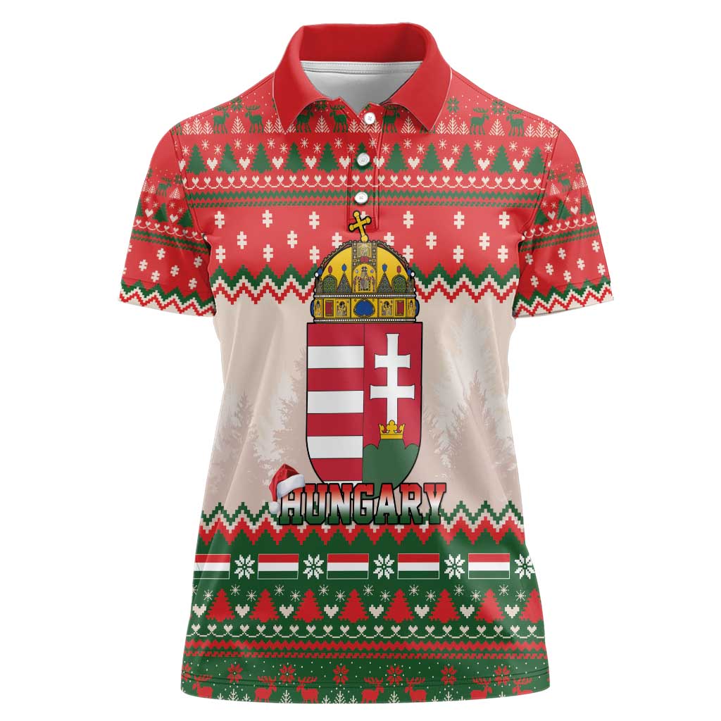 Hungary Christmas Women Polo Shirt Magyarorszag Boldog Karacsonyt - Wonder Print Shop