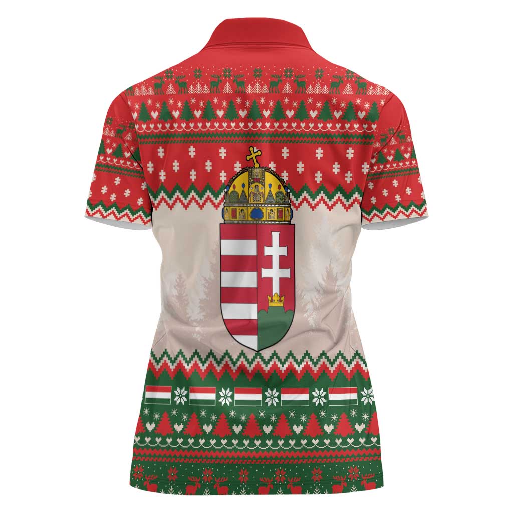 Hungary Christmas Women Polo Shirt Magyarorszag Boldog Karacsonyt - Wonder Print Shop