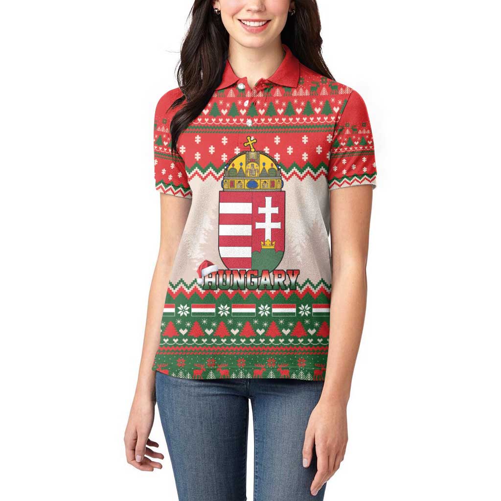 Hungary Christmas Women Polo Shirt Magyarorszag Boldog Karacsonyt - Wonder Print Shop