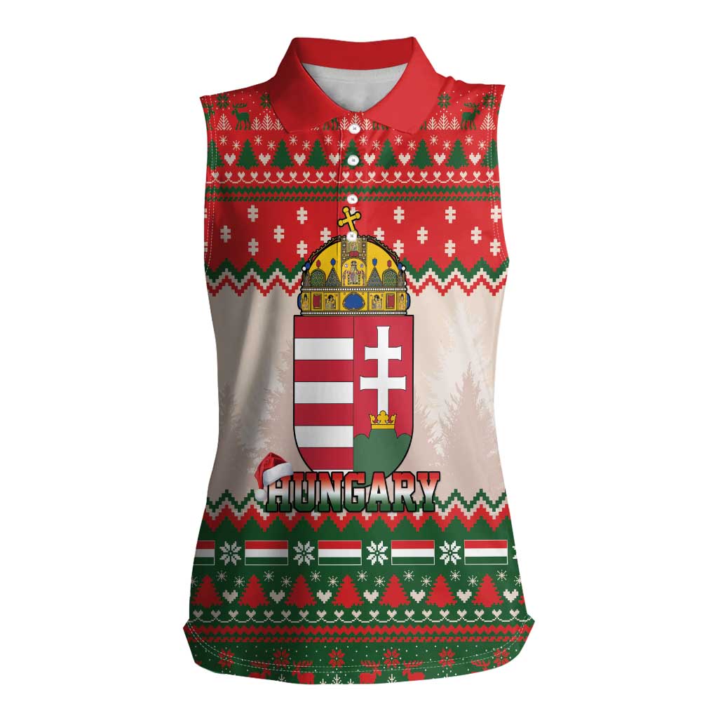 Hungary Christmas Women Sleeveless Polo Shirt Magyarorszag Boldog Karacsonyt - Wonder Print Shop