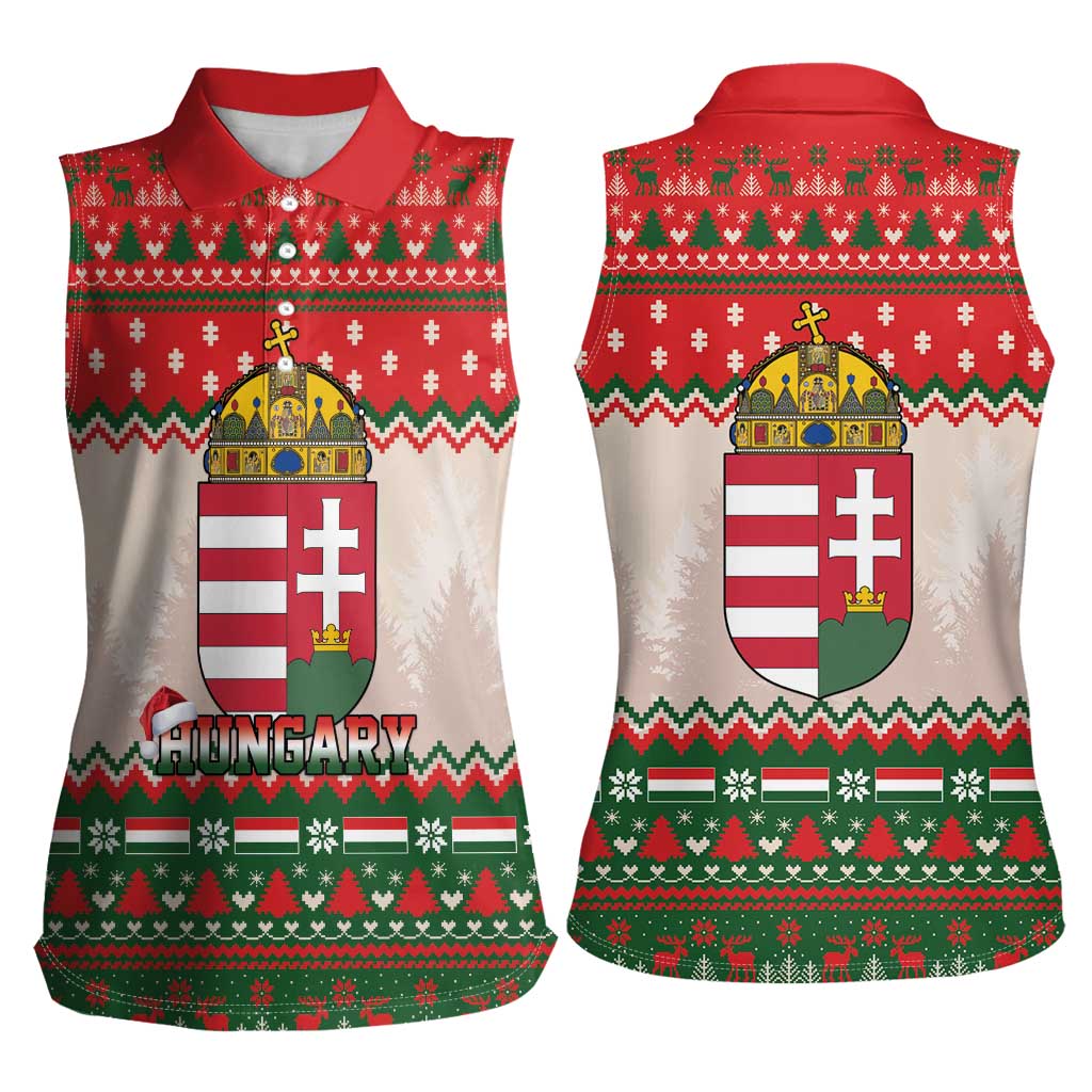 Hungary Christmas Women Sleeveless Polo Shirt Magyarorszag Boldog Karacsonyt - Wonder Print Shop