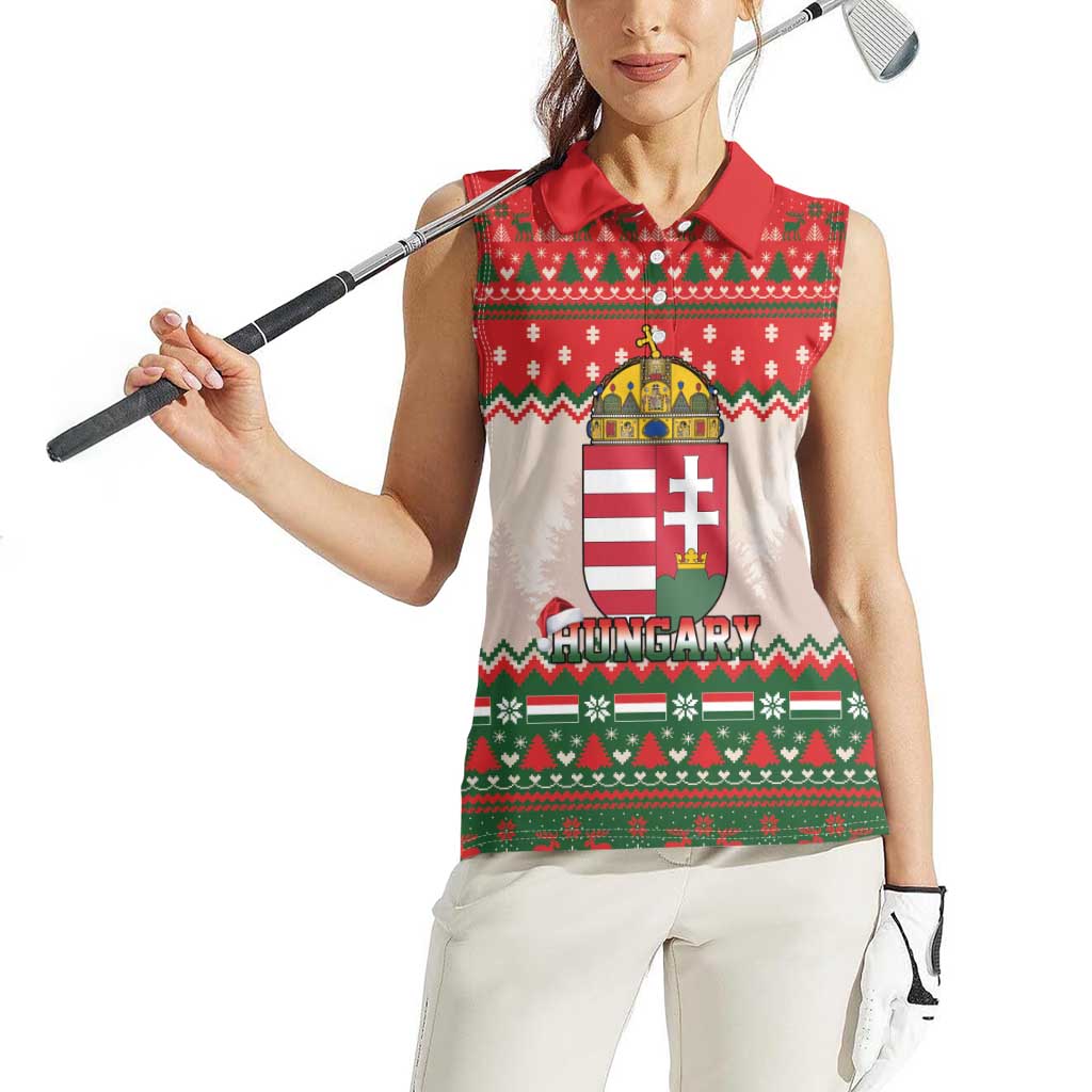 Hungary Christmas Women Sleeveless Polo Shirt Magyarorszag Boldog Karacsonyt - Wonder Print Shop