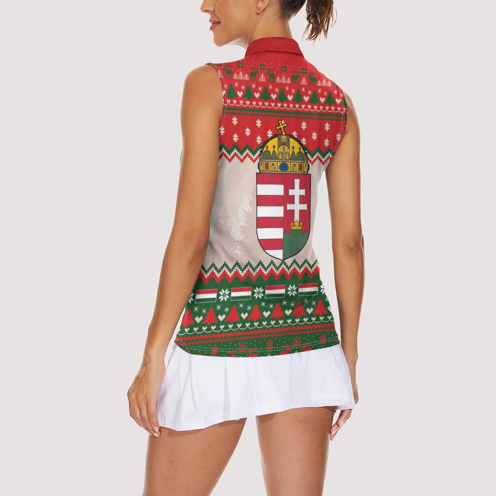 Hungary Christmas Women Sleeveless Polo Shirt Magyarorszag Boldog Karacsonyt - Wonder Print Shop