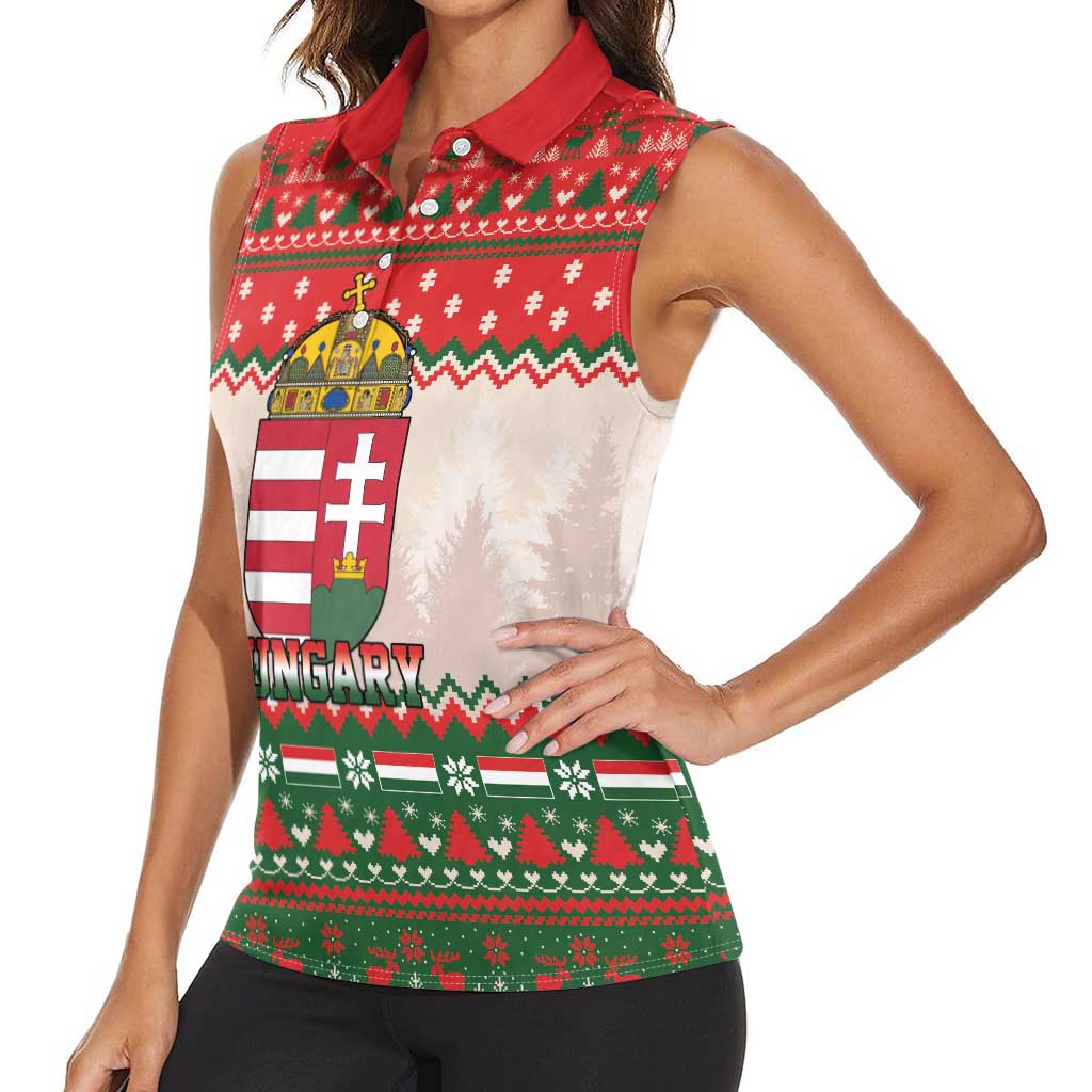 Hungary Christmas Women Sleeveless Polo Shirt Magyarorszag Boldog Karacsonyt - Wonder Print Shop