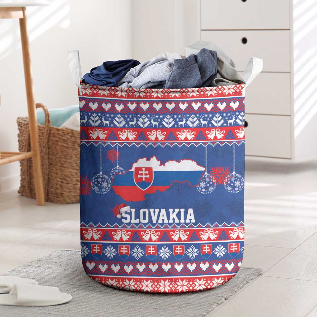 Slovakia Christmas Laundry Basket Slovakian Double Cross Map - Wonder Print Shop