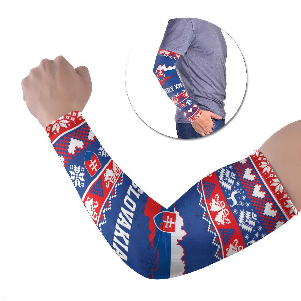 Slovakia Christmas Arm Sleeves Slovakian Double Cross Map - Wonder Print Shop
