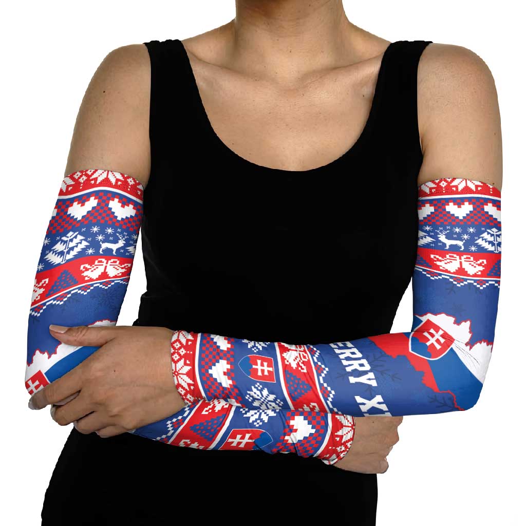 Slovakia Christmas Arm Sleeves Slovakian Double Cross Map - Wonder Print Shop