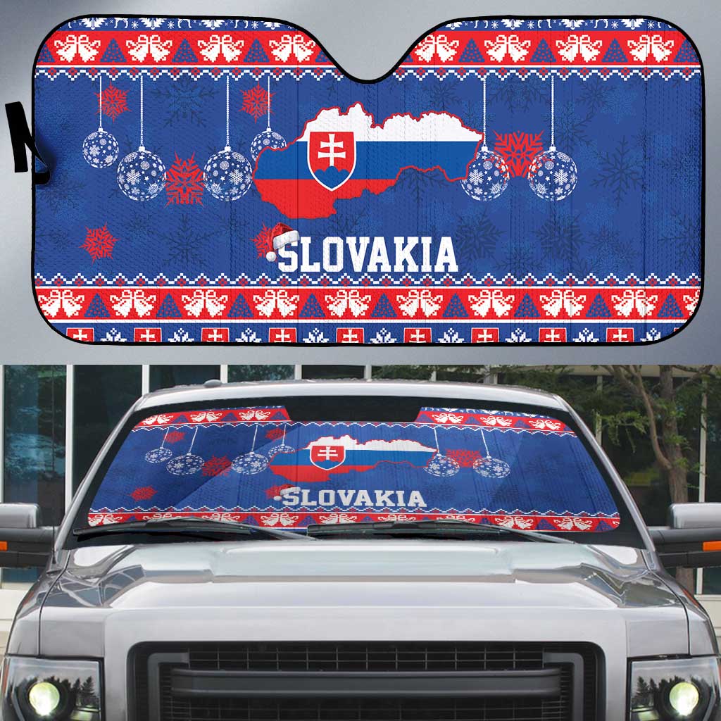 Slovakia Christmas Auto Sun Shade Slovakian Double Cross Map - Wonder Print Shop