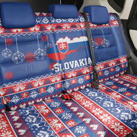 Slovakia Christmas Back Car Seat Cover Slovakian Double Cross Map - Wonder Print Shop