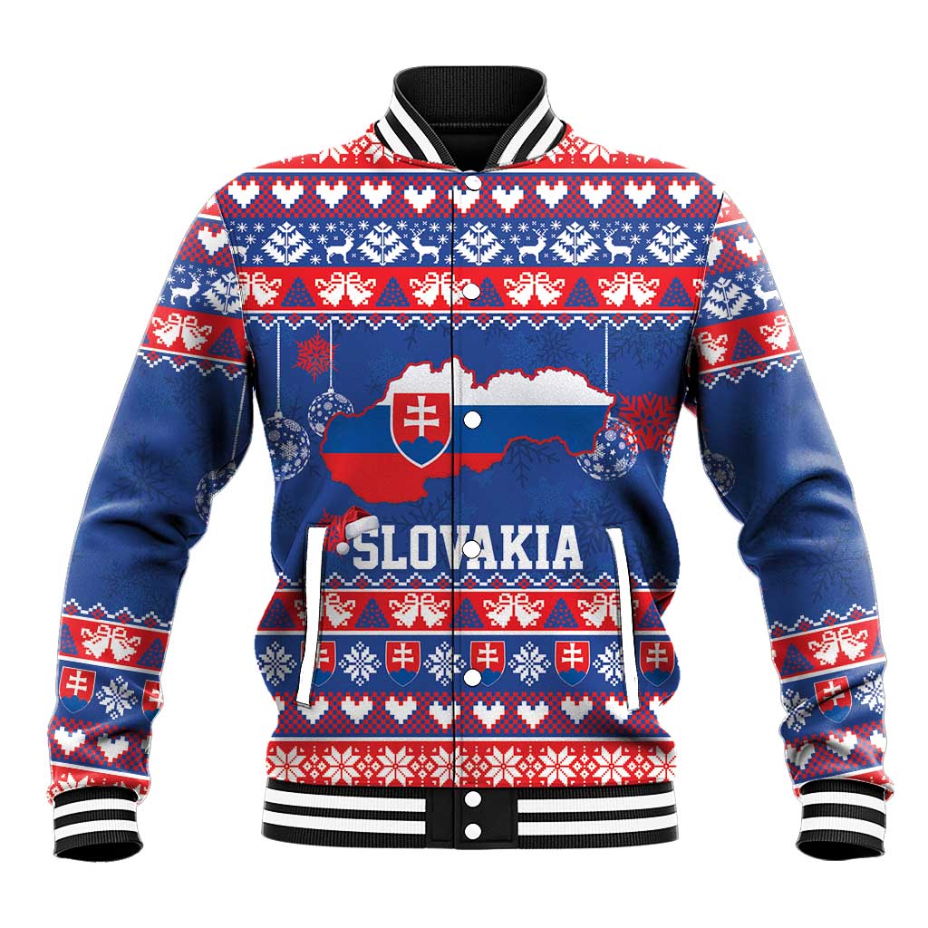 Slovakia Christmas Baseball Jacket Slovakian Double Cross Map - Wonder Print Shop