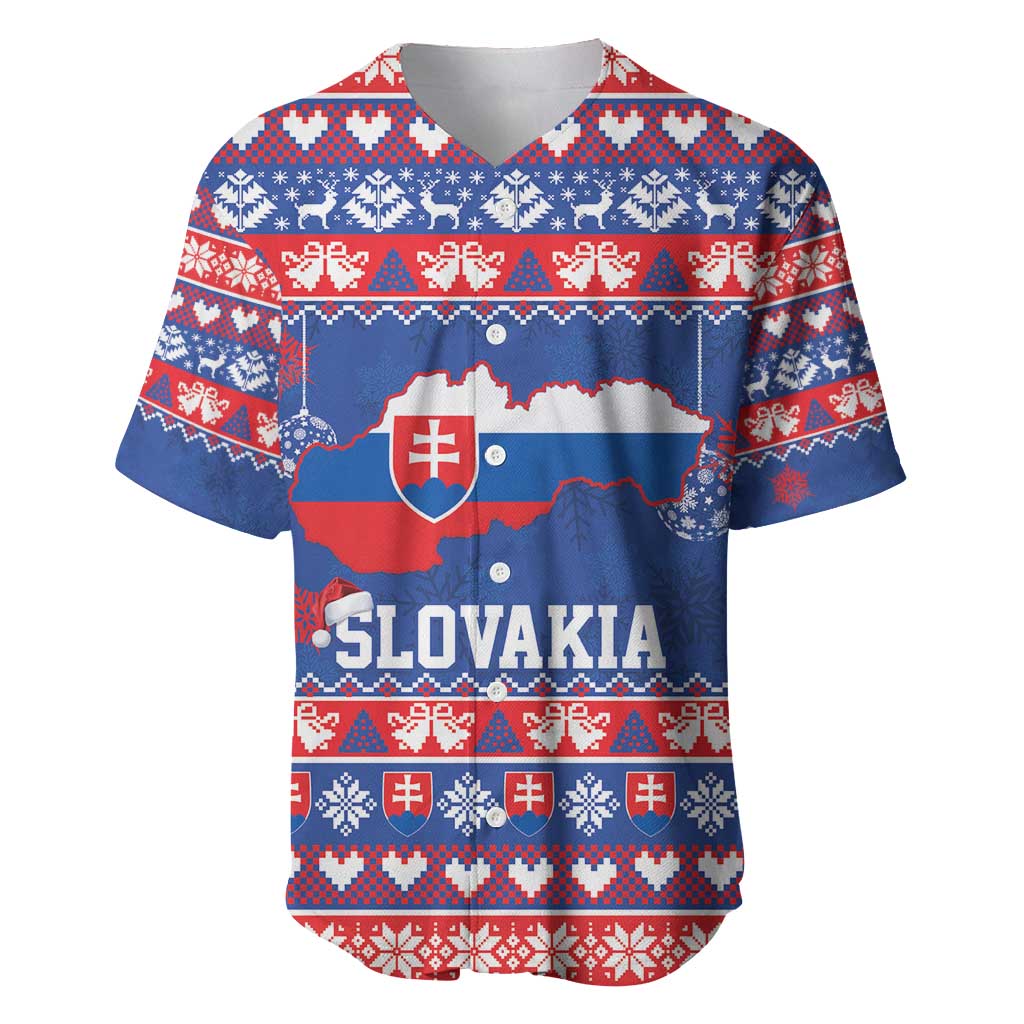 Slovakia Christmas Baseball Jersey Slovakian Double Cross Map - Wonder Print Shop