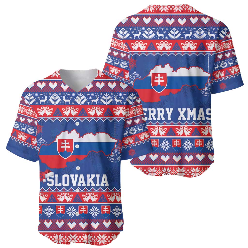 Slovakia Christmas Baseball Jersey Slovakian Double Cross Map - Wonder Print Shop