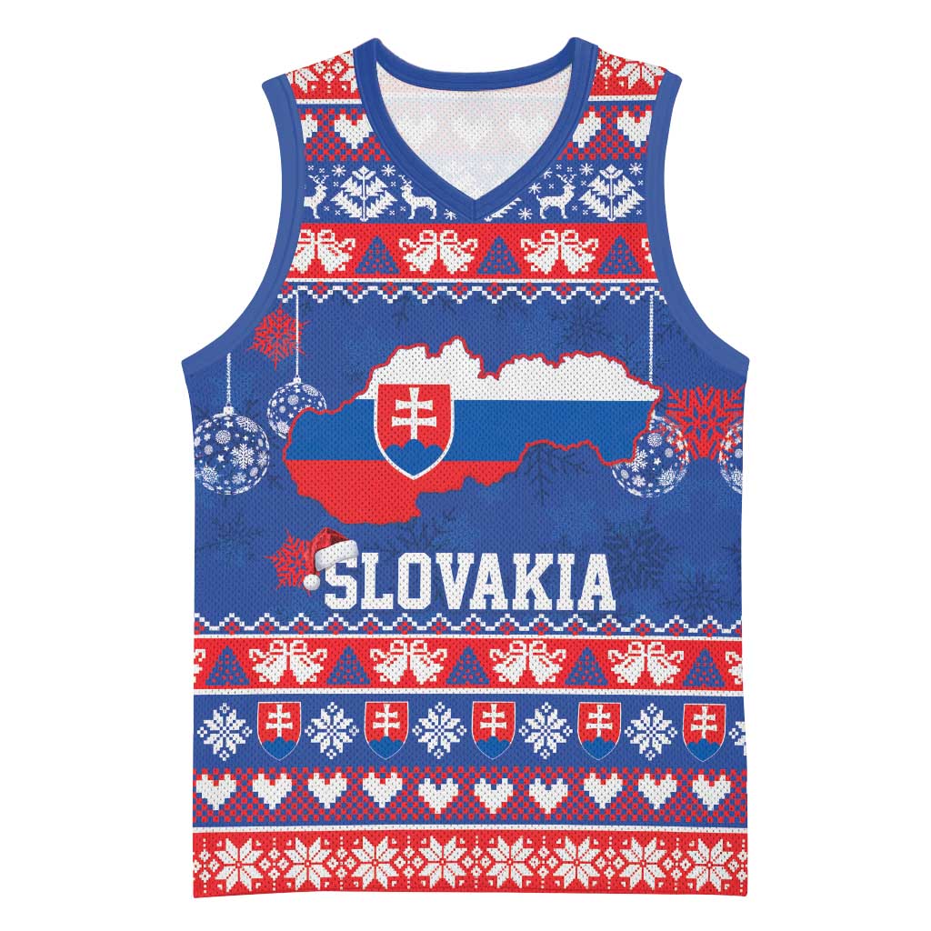 Slovakia Christmas Basketball Jersey Slovakian Double Cross Map - Wonder Print Shop