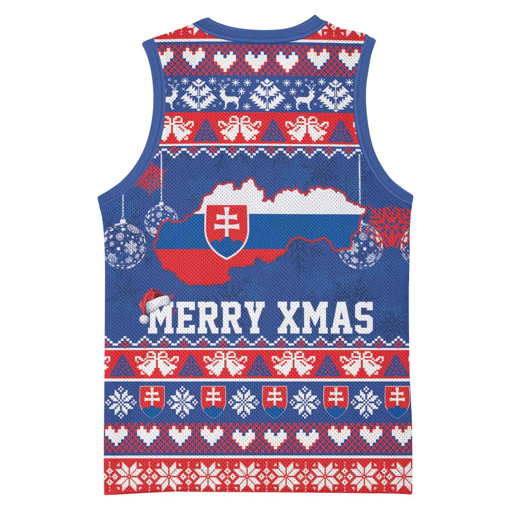 Slovakia Christmas Basketball Jersey Slovakian Double Cross Map - Wonder Print Shop